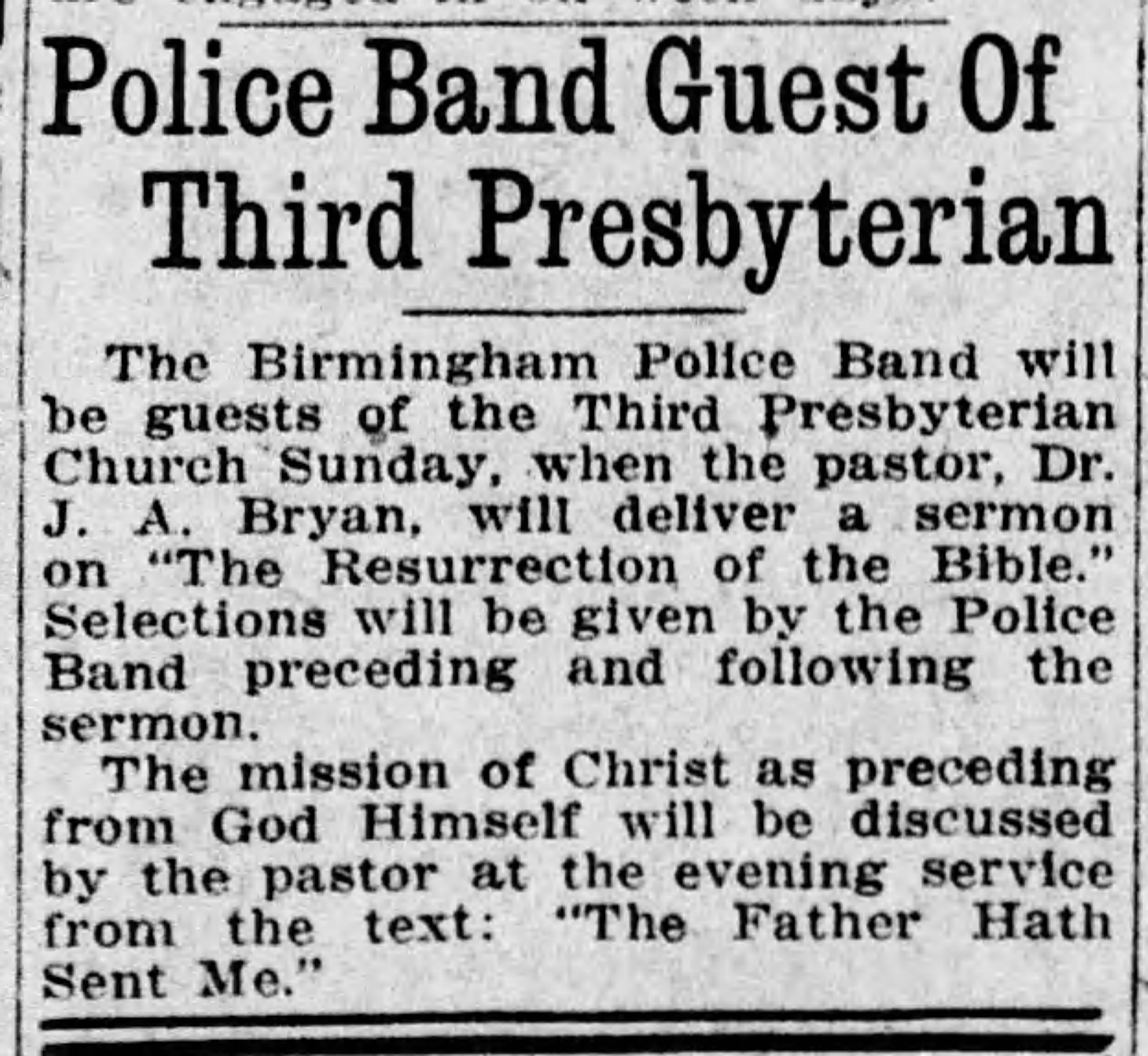 Police Band Guest of Third Presbyterian